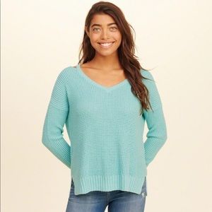 Hollister Strappy Turquoise V-Neck Sweater